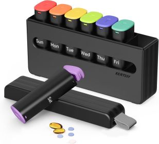 Weekly Pill Organizer 2 Times a Day - Am Pm Pill Box 7 Day, Large Twice Medicine Pill Case for Daily Medication, Vitamins, Fish Oils (Color: Opaque Black)