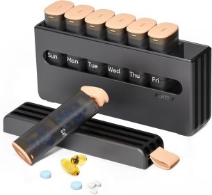 Weekly Pill Organizer 2 Times a Day - Am Pm Pill Box 7 Day, Large Twice Medicine Pill Case for Daily Medication, Vitamins, Fish Oils (Color: Latte + Transparent Black)